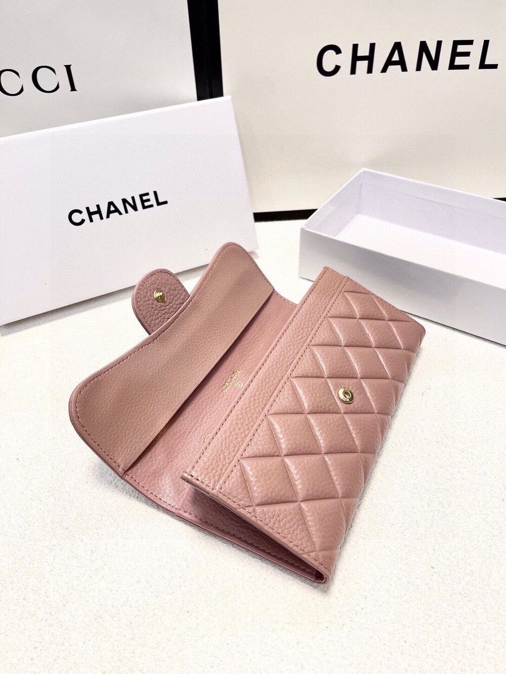 Chanel Classic Flap Long Wallet, Pink Caviar Leather - Picture 8 of 9
